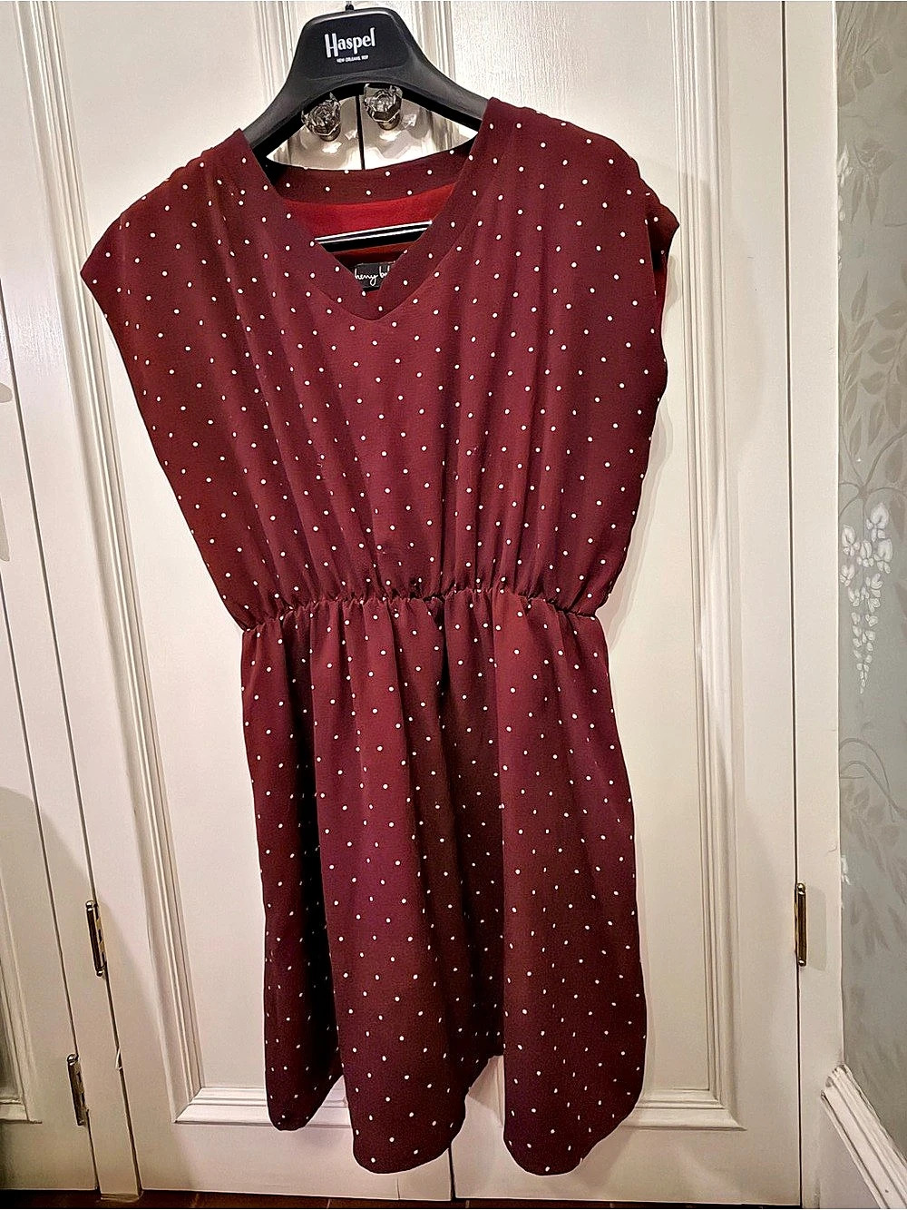 Cherry Bobin Burgundy Polka Dot Mini Dress Like New